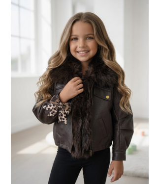 Luxe Aviator Leatherlook Jacket – Marron
