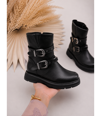 Western Buckle Boots – Zwart