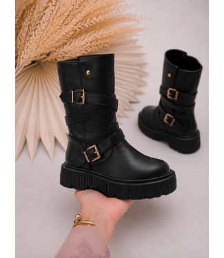 Chunky Buckle Boots – Zwart