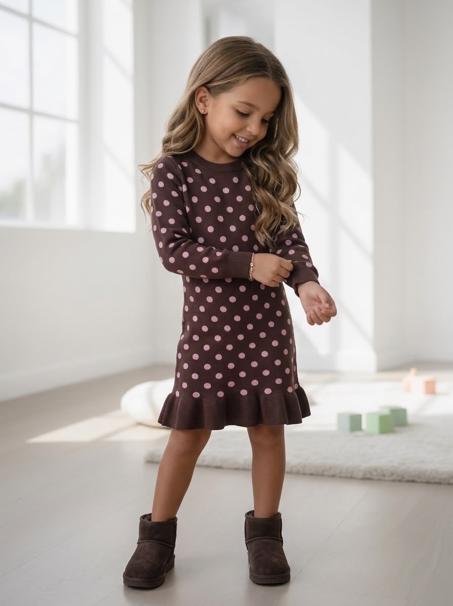 Polka Dots Dress - Marron