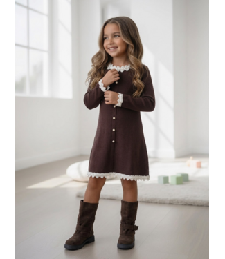 Amélie Lace Knit Dress – Marron (Verzenddatum 20 Aug)