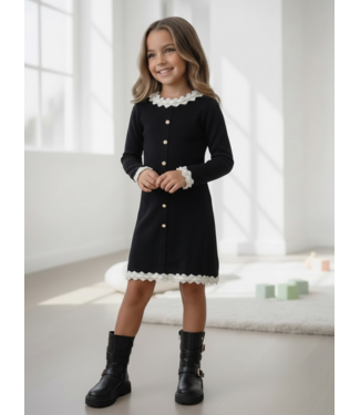 Amélie Lace Knit Dress – Zwart