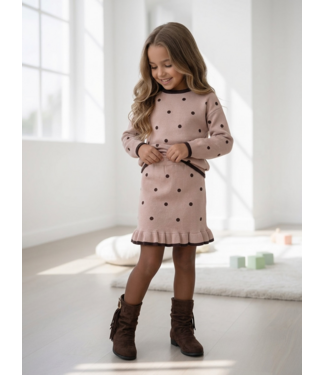 Dotty Knit Set – Beige Marron