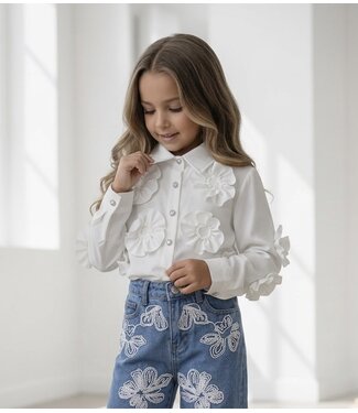 Floral Statement Blouse – Wit