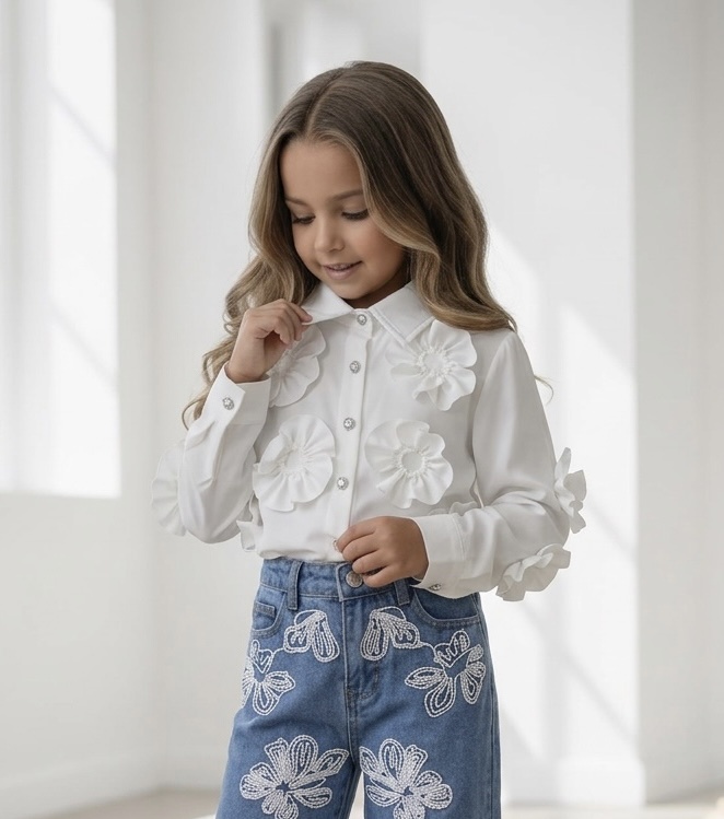 Floral Statement Blouse – Wit