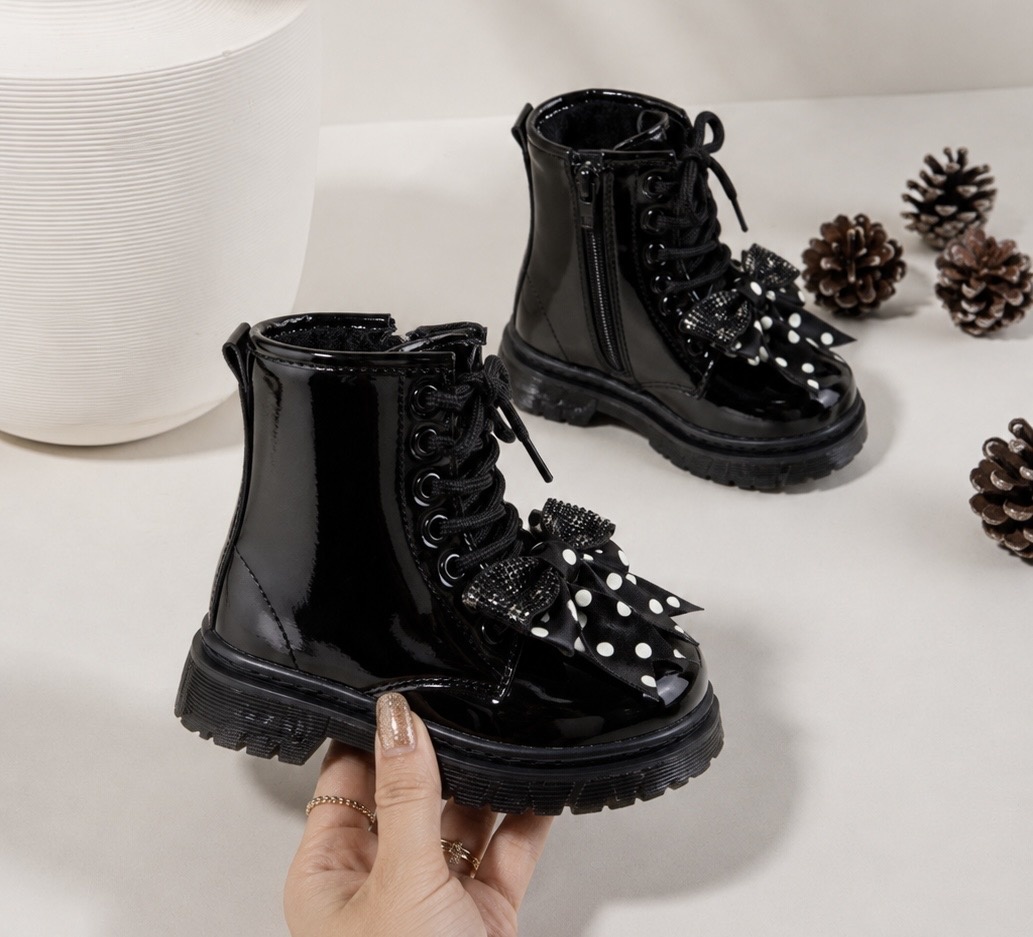 Sparkle Bow Boots – Zwart