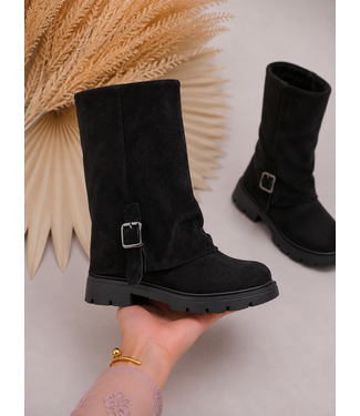 Suede Buckle Laarzen – Zwart (Verzenddatum 20 Aug)