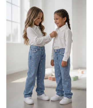 Sweet Heart Wide Leg Jeans – Blauw (Verzenddatum 20Aug)