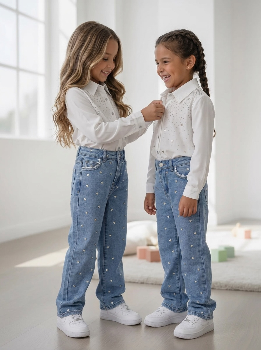 Sweet Heart Wide Leg Jeans – Blauw