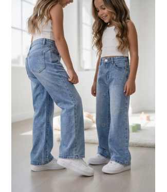 Sparkle Heart Wide Leg Jeans – Blauw