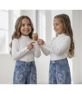 Button Detail Sweater – Wit (Verzenddatum 20 Aug)