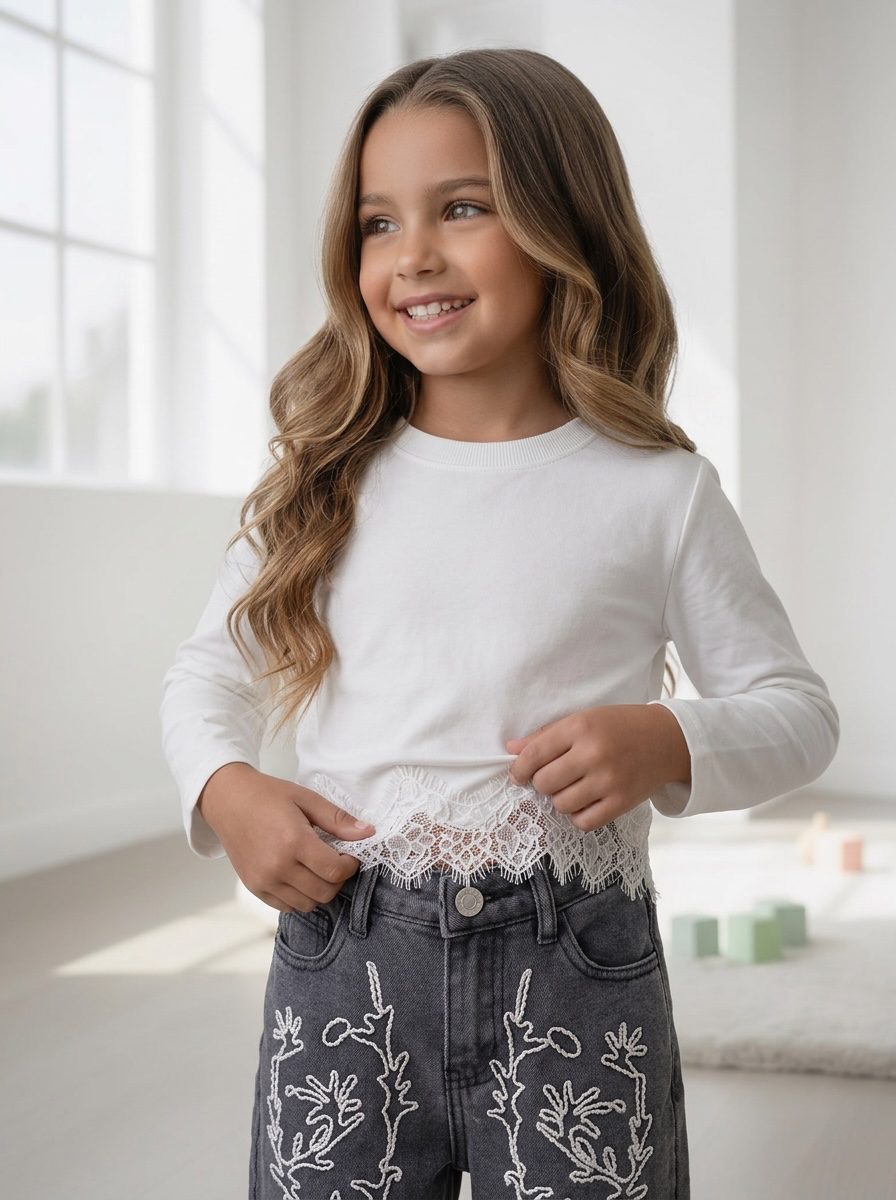 Lace Detail Top – Wit