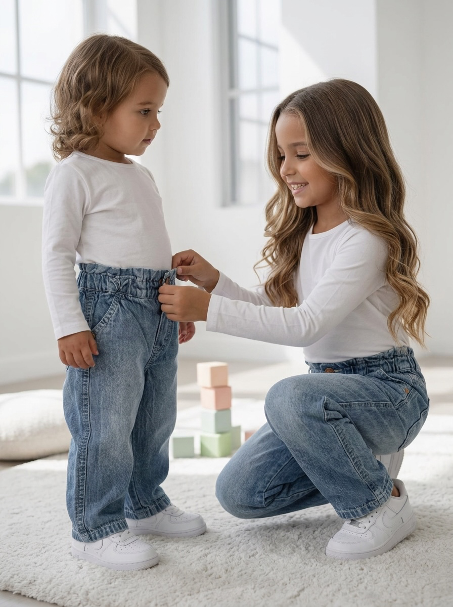 Paperbag Wide Leg Jeans – Blauw