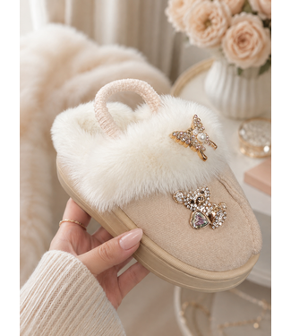Fluffy Charm Sliders – Beige