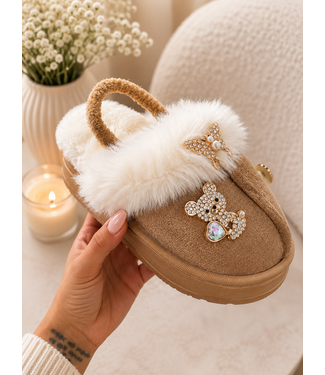 Fluffy Charm Sliders – Camel
