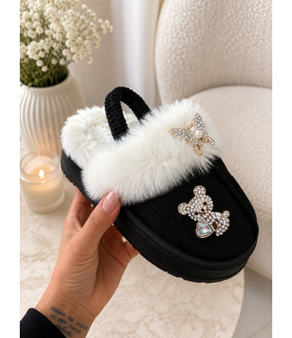 Fluffy Charm Sliders – Zwart