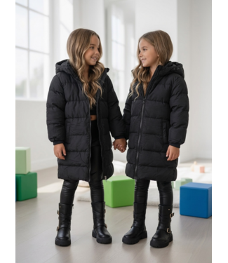 Draakjes en Boefjes Long Puffer Coat – Zwart (Verzenddatum 20 aug)