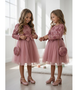Sparkle Roses Dress (Met Tasje) - Roze (Verzenddatum 24 aug)