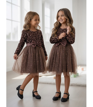 Sparkle Bow Dress Marron