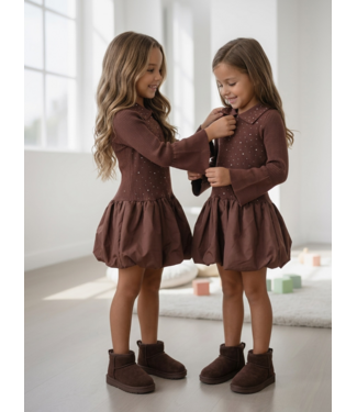 Sparkle Balloon Dress – Marron