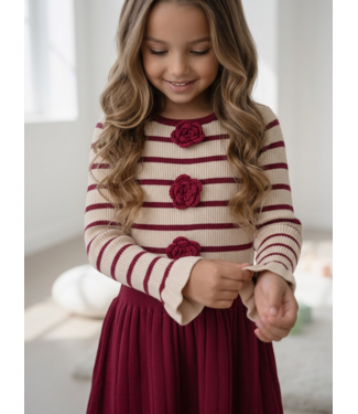 Roses Knit Dress – Bordeaux