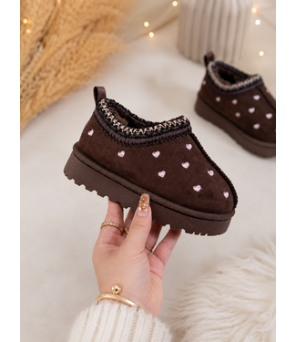 Furry Hartjes sliders - Marron