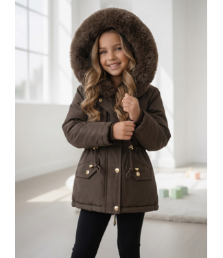 Winter Parka met Faux Fur - Marron