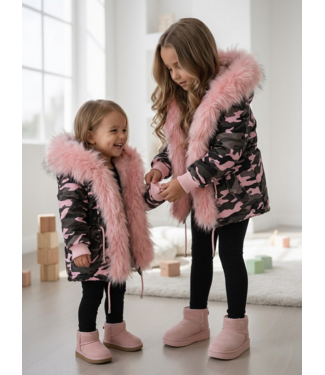 Camo Fur Winterjas – Roze (Verzenddatum 24 aug)