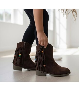 Fringe Suede Cowboy Boots - Marron