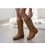 High Suede Cowboy Boots - Camel