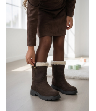 Teddy Trim Boots – Marron