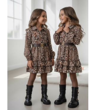 Leopard Belted Dress – Beige