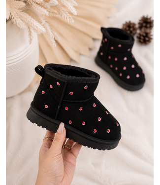 Heart Furry Boots - Zwart