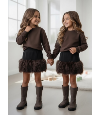 Fur Hem Rokje – Zwart/Marron