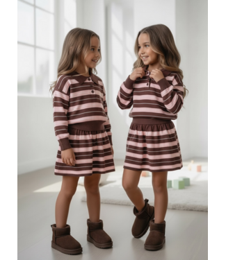 Cocoa Stripe Set – Marron/Roze