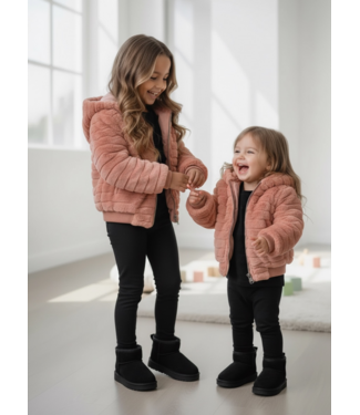 Koko Noko Fluffy Hooded Jacket – Ash Rose