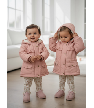Dirkje  Teddy Ruffle Winterjas – Misty Rose