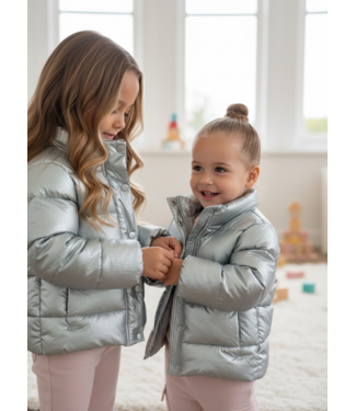 Dirkje  High Shine Puffer Jacket – Silver