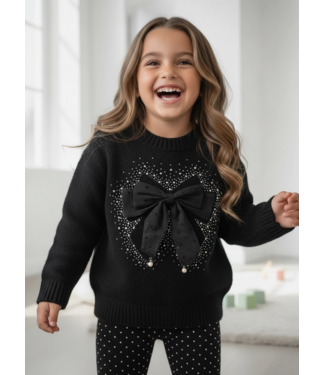 Bow Sparkle Sweater – Zwart