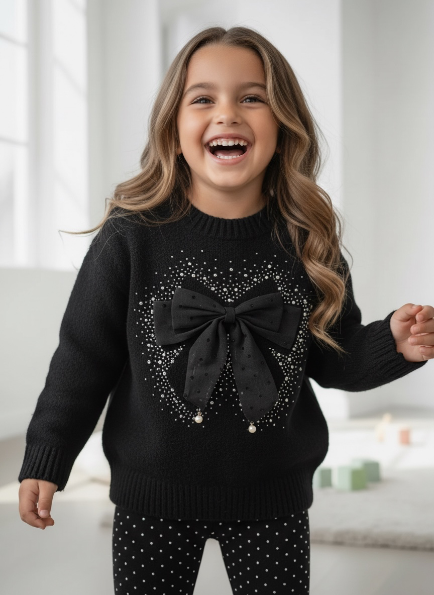 Bow Sparkle Sweater – Zwart (Verzenddatum 31 aug)