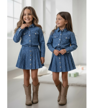 Sparkle Denim Skirt Set – Blauw
