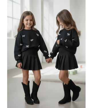 Bow Pleated Set – Zwart