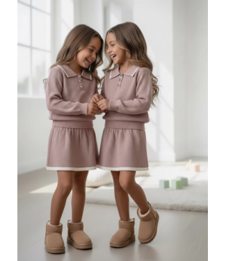Heart Button Skirt Set – Taupe