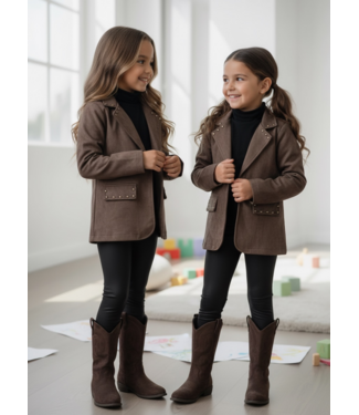 Suede Stud Blazer – Marron