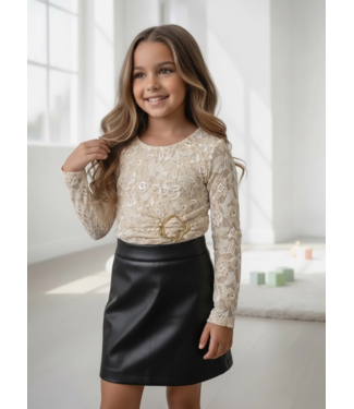 Lace Buckle Top – Beige