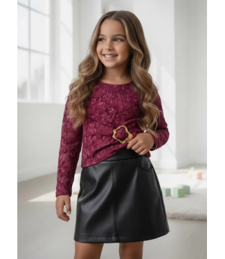 Lace Buckle Top – Burgundy
