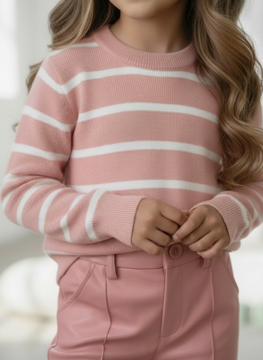 Soft Stripe Sweater – Roze
