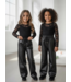 Leatherlook Wide Leg Broek – Zwart