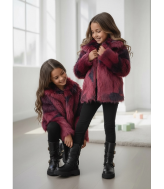 Faux Fur Statement Jas – Bordeaux (Verzenddatum 4 Sept)