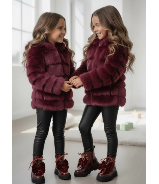 Faux Fur Hooded Jas – Bordeaux (Verzenddatum 4 Sept)